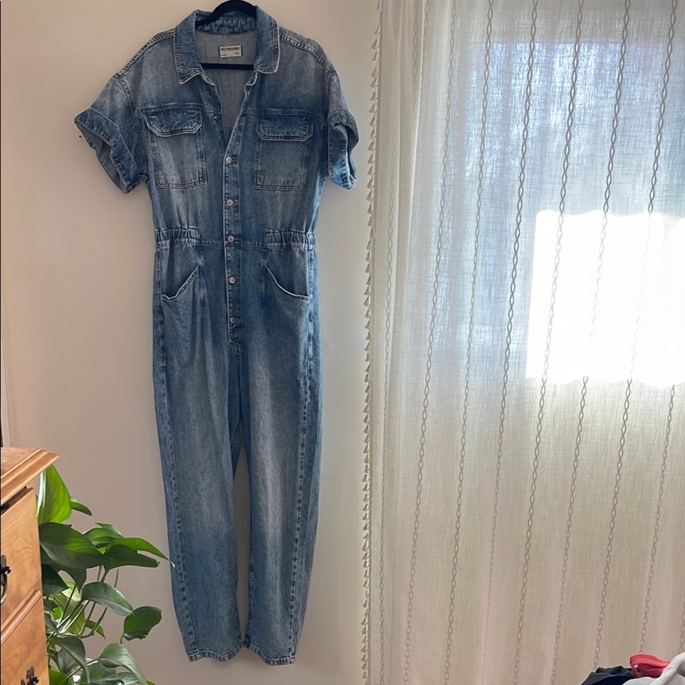 Free People Denim Jumpsuit with Short Sleeves